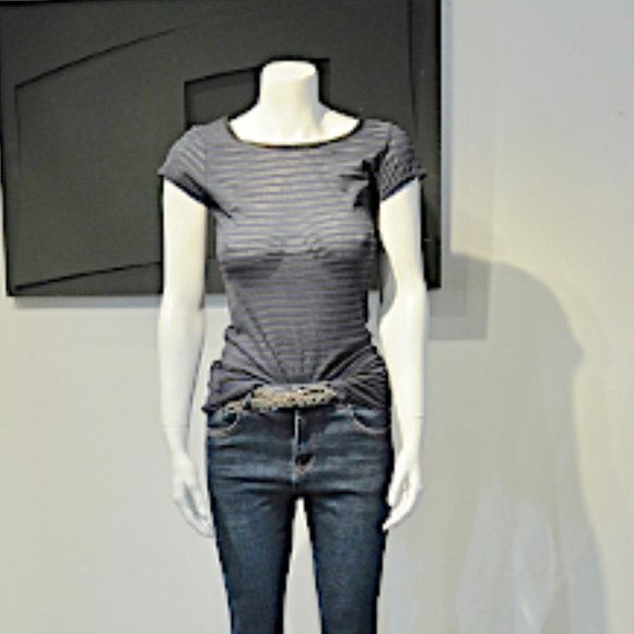 Vintage 20's Sheer Striped Tee - Picture 2 of 4